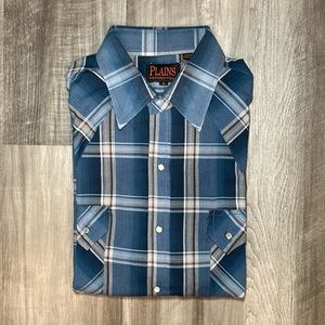 Plains Western Wear Long Sleeve Pearl Snap Button Shirt - Large